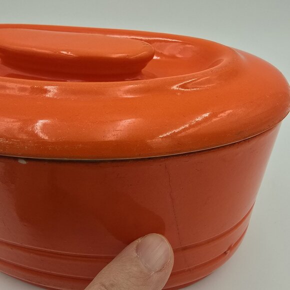 Vintage Ceramic Oval Serving Dish MCM Style 1950s Covered Bowl Good Condition - Picture 8 of 13